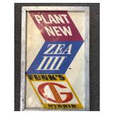 Vintage Funk's Hybrid Zea IIII Metal Sign in Wood