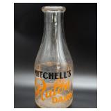 Vintage Mitchell's Raton Dairy Quart Milk Bottle