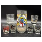 Vintage Smurfs Glass Cup, Jack Daniels