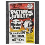 Vintage Lion's Club Ragtime Jubilee Poster 14' x