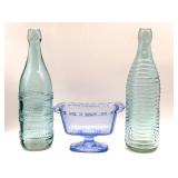 Vintage Indiana Glass Lace Edge Blue Candy Dish