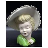 Vintage Lady Head Porcelain Vase 7.5'