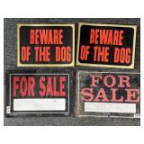 For Sale Thin-Metal Signs and Beware of the Dog