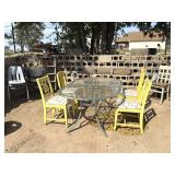 Metal and Glass Patio Table and Wood and Plastic