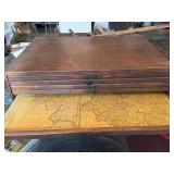 Antique Wood Railroad Map Cabinet Piece