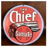 Reproduction Santa Fe the Chief Porcelain Sign