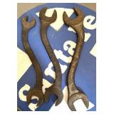 (3) Antique Wrenches 25" Smaller