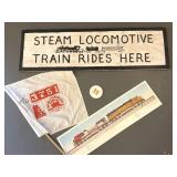 Wood Steam Locomotive Train Sign, Topeka Railroad