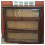 Vintage One-Piece Glass Door Wood Cabinet 38" x