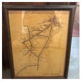 Antique Plains Division Rail Map 22x18"