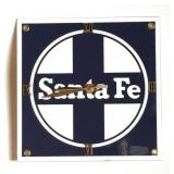 Porcelain Santa Fe Railroad Clock 8" x 8" -