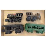 Cast Iron Train Engines and Cars - 8" and Smaller