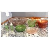 Depression Glass, Bowls, Salt & Pepper