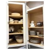 Contents of Upper W. Cabinets, China Teapot,