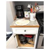 Contents of Lower S.  Cabinets, Cookware, Pans,