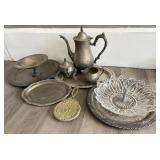 Silver Plate, Tea Pot, Trays & More