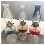 (3) Kerosene Lamps w/ Globes