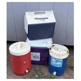 (2) Coolers (2) Water Jugs