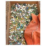 Glass Marbles & Leather Bag