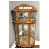 Oak Curio Cabinet 32"x14"x64 , (One glass shelf is