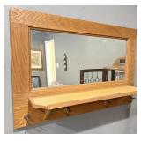 Mirror w/ Shelf  Coat Hooks, 37"x25"