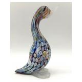 Millefiori Murano Art Glass Duck Figure 7' Tall
