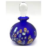 Millefiori Murano Art Glass Cobalt Blue Bottle
