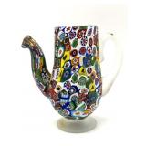 Millefiori Murano Art Glass Teapot 6' Tall