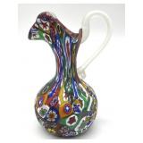 Millefiori Murano Art Glass Small Pitcher Vase