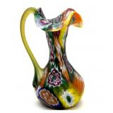 Millefiori Murano Art Glass Small Pitcher Vase