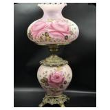 Converted to Electric Hand Painted Oil Lamp 27'