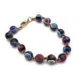 Millefiori Art Glass Beaded Bracelet 8'