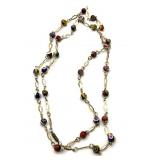 Millefiori Art Glass Beaded Necklace 48'