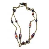 Millefiori Art Glass Beaded Necklace 46'