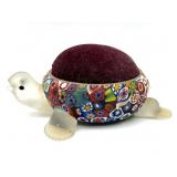 Millefiori Murano Art Glass Turtle Pin Cushion