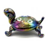 Millefiori Iridescent Art Glass Turtle Figure