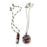 Millefiori Art Glass Pendants on Necklace