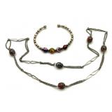 Millefiori Art Glass Beaded Bracelet and