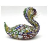 Millefiori Murano Art Glass Duck Figure 4' x