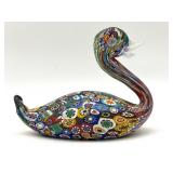 Millefiori Murano Satin Art Glass Duck Figure 6'