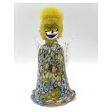 Millefiori Murano Art Glass Angel Bell with Gold