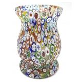 Millefiori Murano Art Glass Vase 5.25' Tall