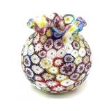 Millefiori Murano Art Glass Vase 3.75' Tall