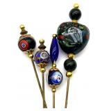 Art Glass Stick Hat Pins 11.75'