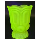 Satin Uranium Glass Moon and Stars Pattern