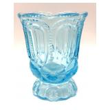 Aqua Blue Glass Moon and Stars Pattern Spooner