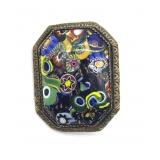 Millefiori Murano Art Glass Brooch 1.5'- back