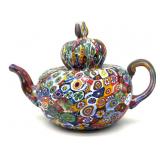 Millefiori Murano Art Glass Teapot Decor 5' x