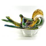 Millefiori Murano Art Glass Bird Bowl with Silver