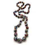 Millefiori Art Glass Beaded Necklace 28'